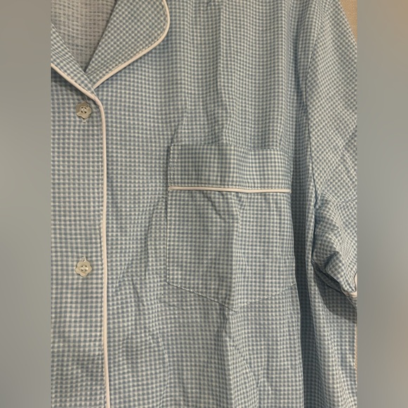 Madison’s Best Blue Gingham Pajama Set Short Sleeve Button Front Size L - Picture 3 of 6